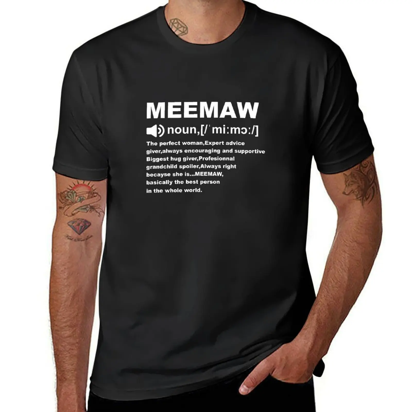 meemaw definition grandma gift T-Shirt tops summer tops heavyweights graphics t shirt for men