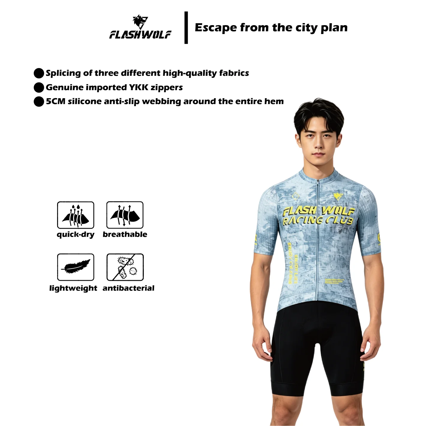 

Light Gray Breathable Long and Short-Sleeved Tops for Men and Women, Quick-Dry and Sweat-Wicking Cycling Clothes for Road Bikes