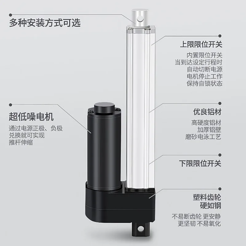 12V24V electric push rod, large thrust DC telescopic rod, silent small electric cylinder, remote control synchronous lifting