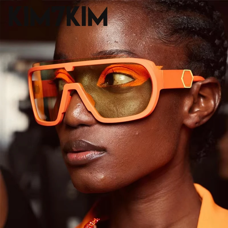 Trendy Punk Quadratische Sonnenbrille Männer Frauen 2025, Luxus Marke Vintage Randlose Sonnenbrille Großen Rahmen Steampunk Brillen UV400 Shades