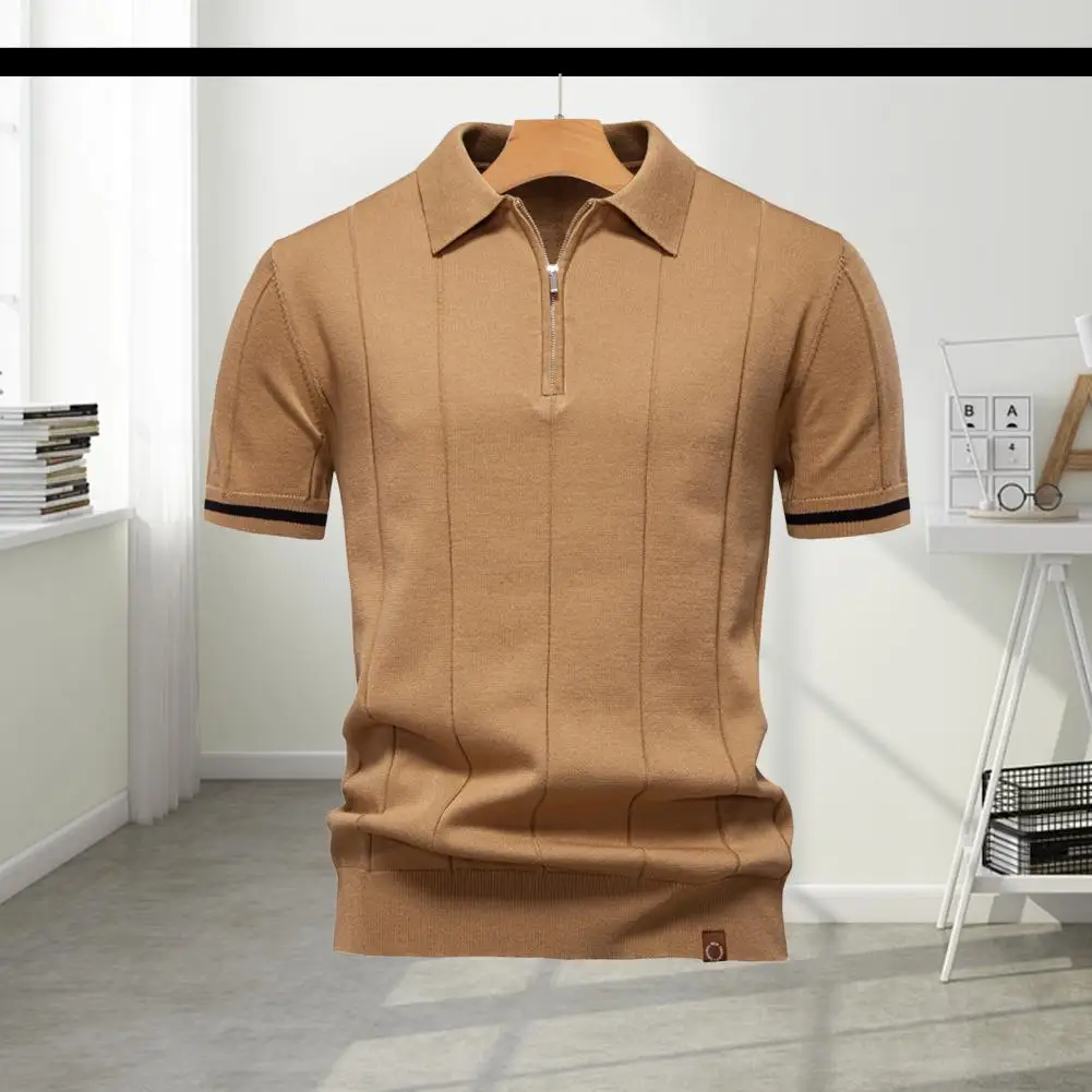 

Men Shirt Lightweight Breathable Men's Short-sleeved Shirt With Lapel Design For Summer Wear Solid Color Top For Comfort Style