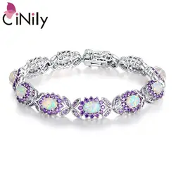 CiNily Exquisite Fire Opal Silver Plated Chain Bracelets for Anniversary Gift Women Fine Jewelry Bracelet OS691-92
