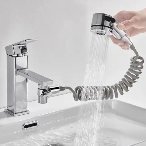 Rubinetto da bagno Soffione doccia estraibile con acqua calda e fredda per lavare le mani e l'estensione del lavabo del viso