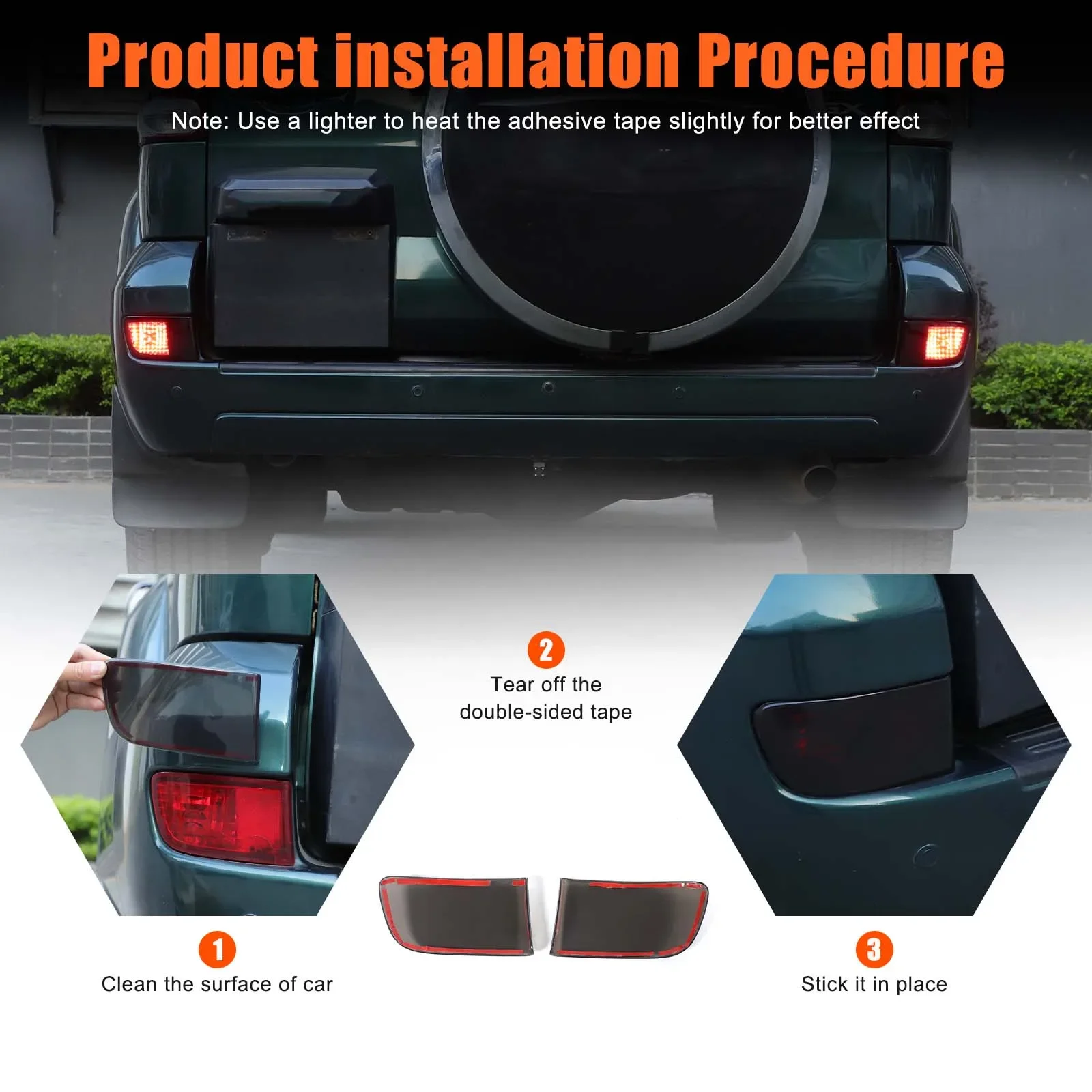For Toyota Land Cruiser Prado 120 2003-2009 ABS Black Car Rear Fog Light Cover Decorative Sticker Car Protection Accessories