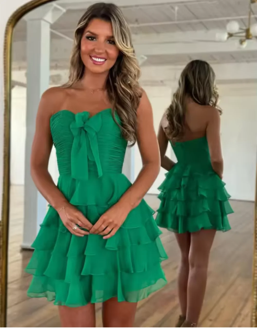 Ruffle Strapless Evening Dresses Chiffon Mini Short Cocktail Party Dress Elegant Pleat A-Line Prom Gowns 2025 Customized