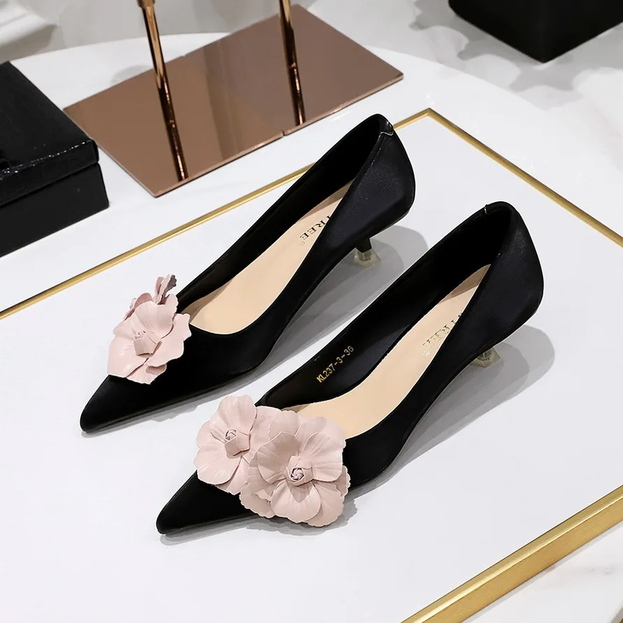 

new Version Banquet Elegant Slimming Spring And Autumn Sweet Beauty Shoes Heel Light Mouth Pointed Color Blocked Women Pumps