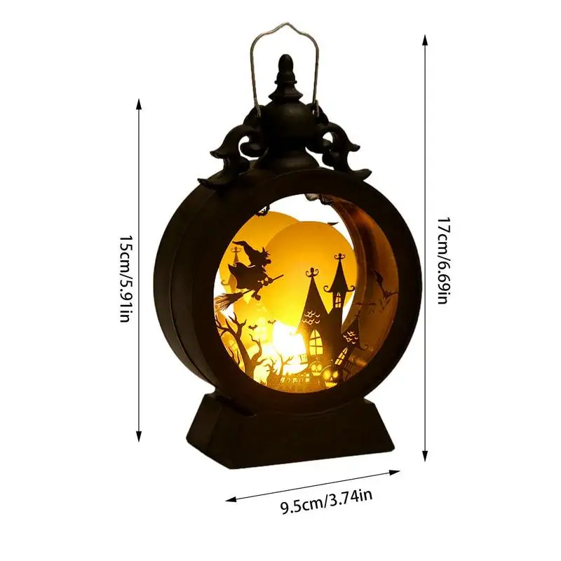 Lanterna di Halloween strega zucca LED luce gotica Vintage castello lanterna centrotavola finestre pareti decorazioni per feste a casa