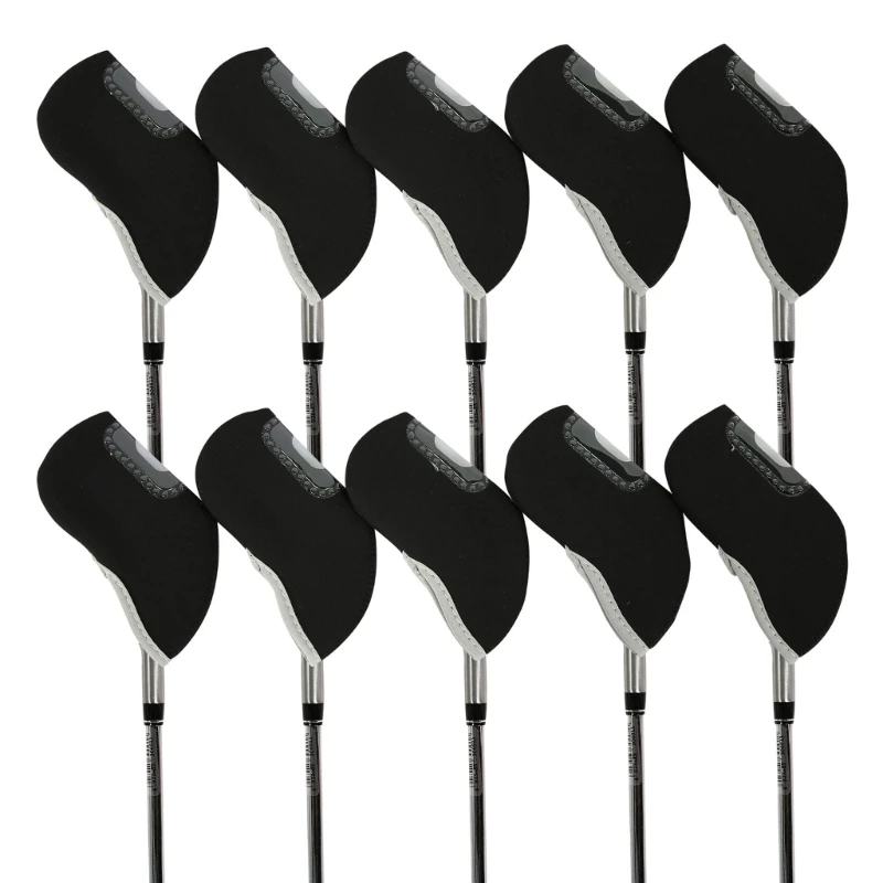 10Pcs Golf Iron Headcover Thick Neoprene Golf Iron  Cover Golf Club Headcover with See Through Window Fit Most Brand