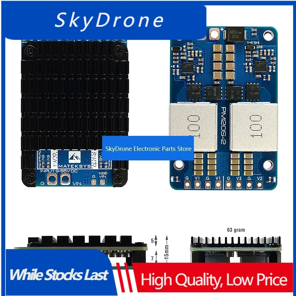 SkyDElMATEKSYS PM20S-2 POWER MODULE With Two Independent Step-Down Voltage Regulators 9V-85V DC IN 4-20S Lipo For RC FPV