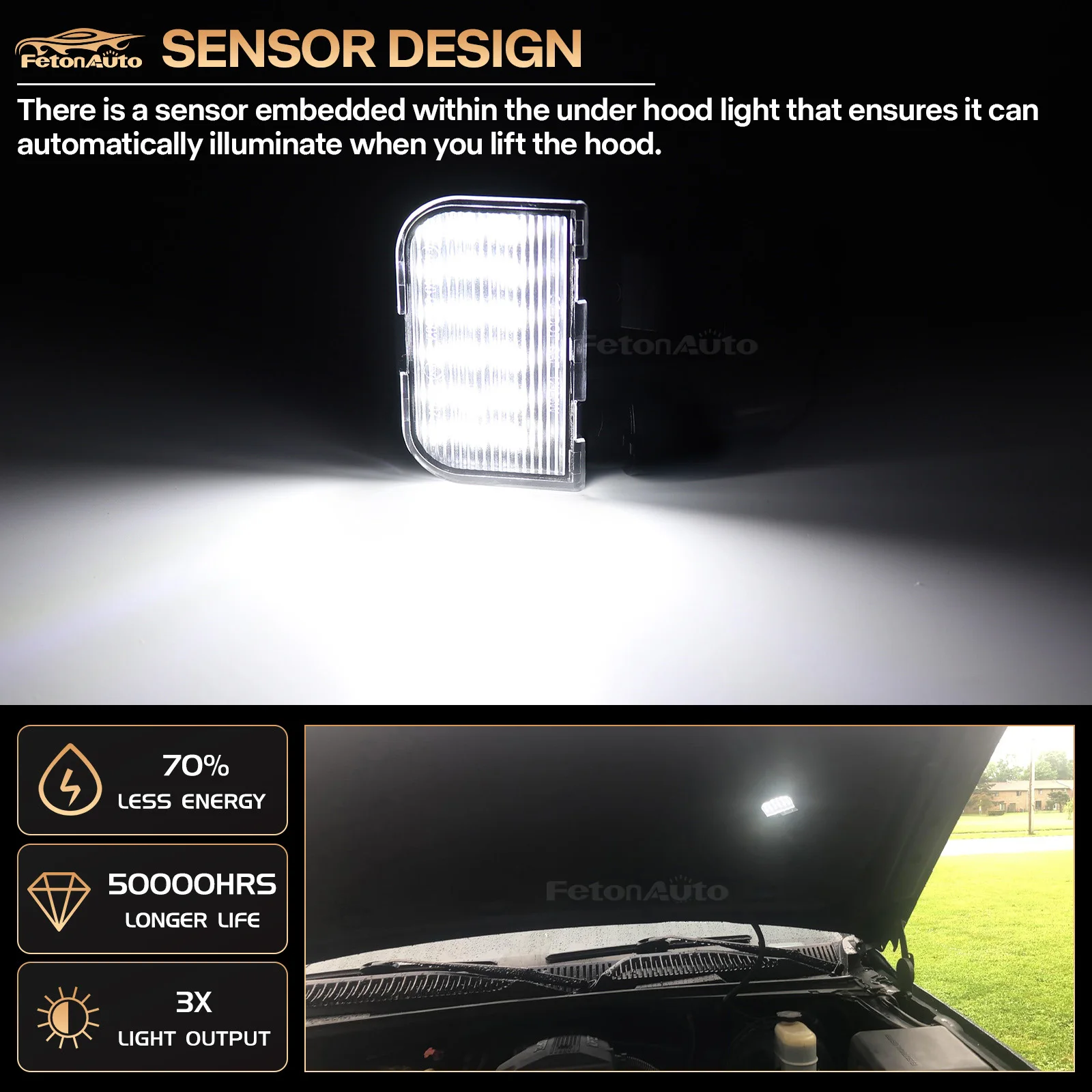 1x Canbus LED Underhood Courtesy Light Under Hood Lamp For Chevrolet Express Silverado GMC Savana 1500 2500 3500