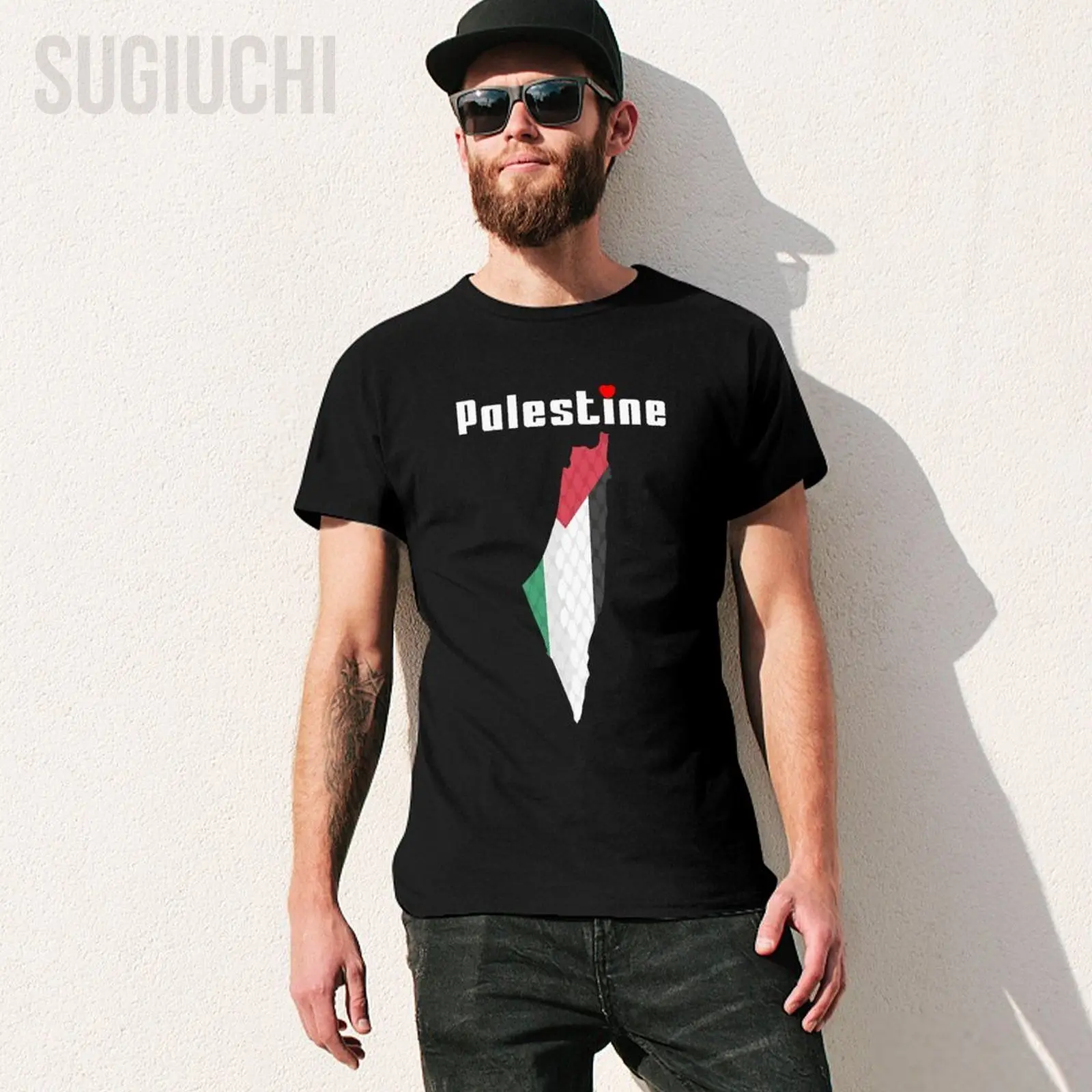 Unisex Men Palestine Flag Palestinian Map Tshirt Tees T Shirts Women Boys 100% Cotton T-Shirt