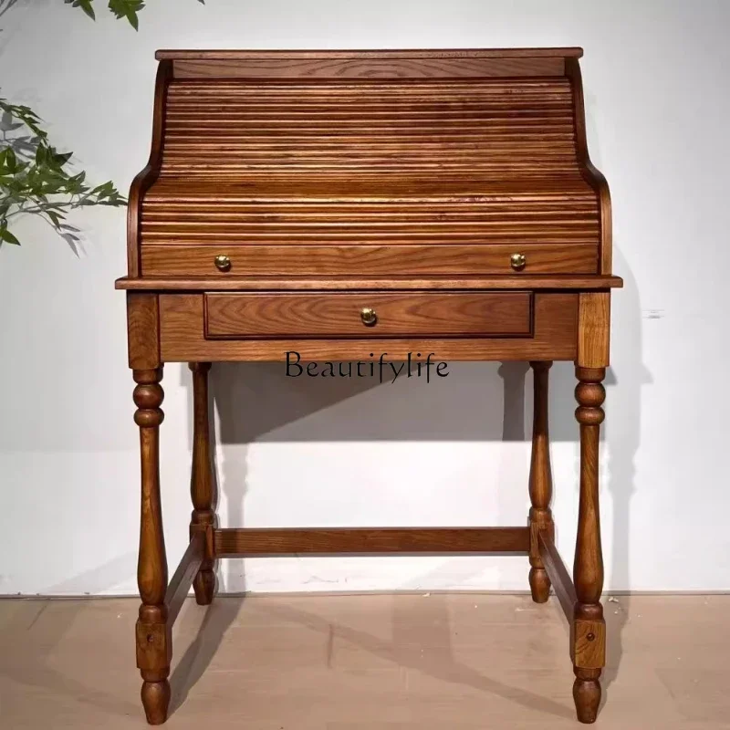 

ls 27Vintage flip-top French piano dresser bedroom small apartment room table solid wood makeup table