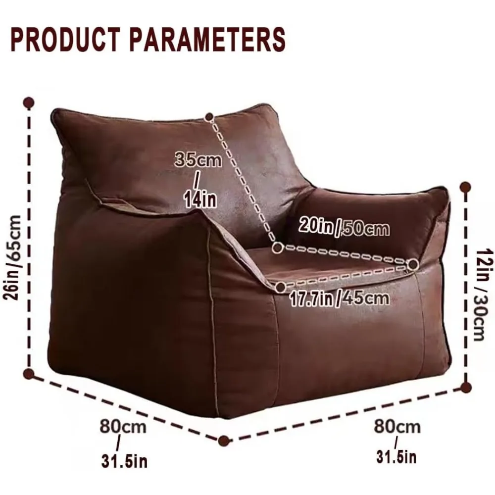 كرسي بين باج غطاء كيس فول (بدون حشو) غطاء أريكة كسول فردي فاخر من جلد الغزال الصناعي كرسي بوف لغرفة النوم Li #2