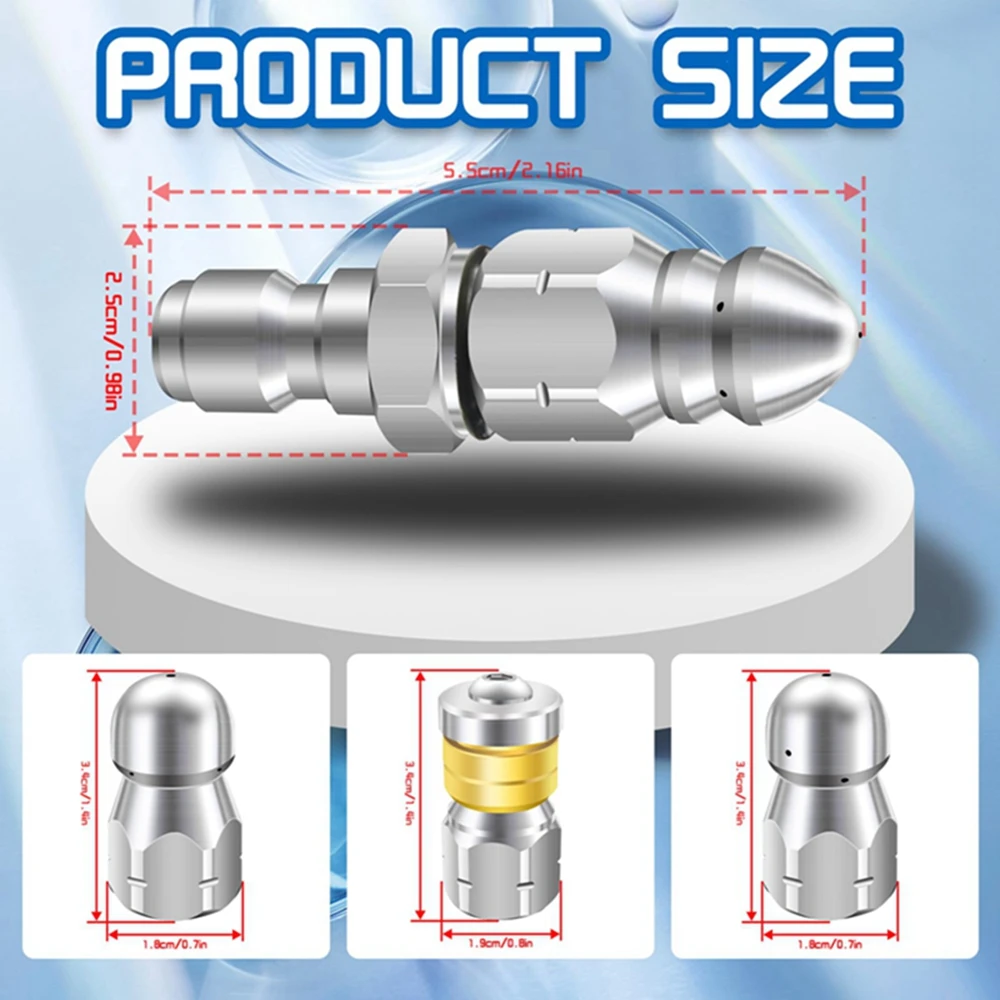 Imagem -02 - Esgoto Jet Bico Kit Esgoto Jetter Lavadora de Pressão Dreno Limpeza Ferramenta Tubo Sistema Quick Connect Aço Inoxidável
