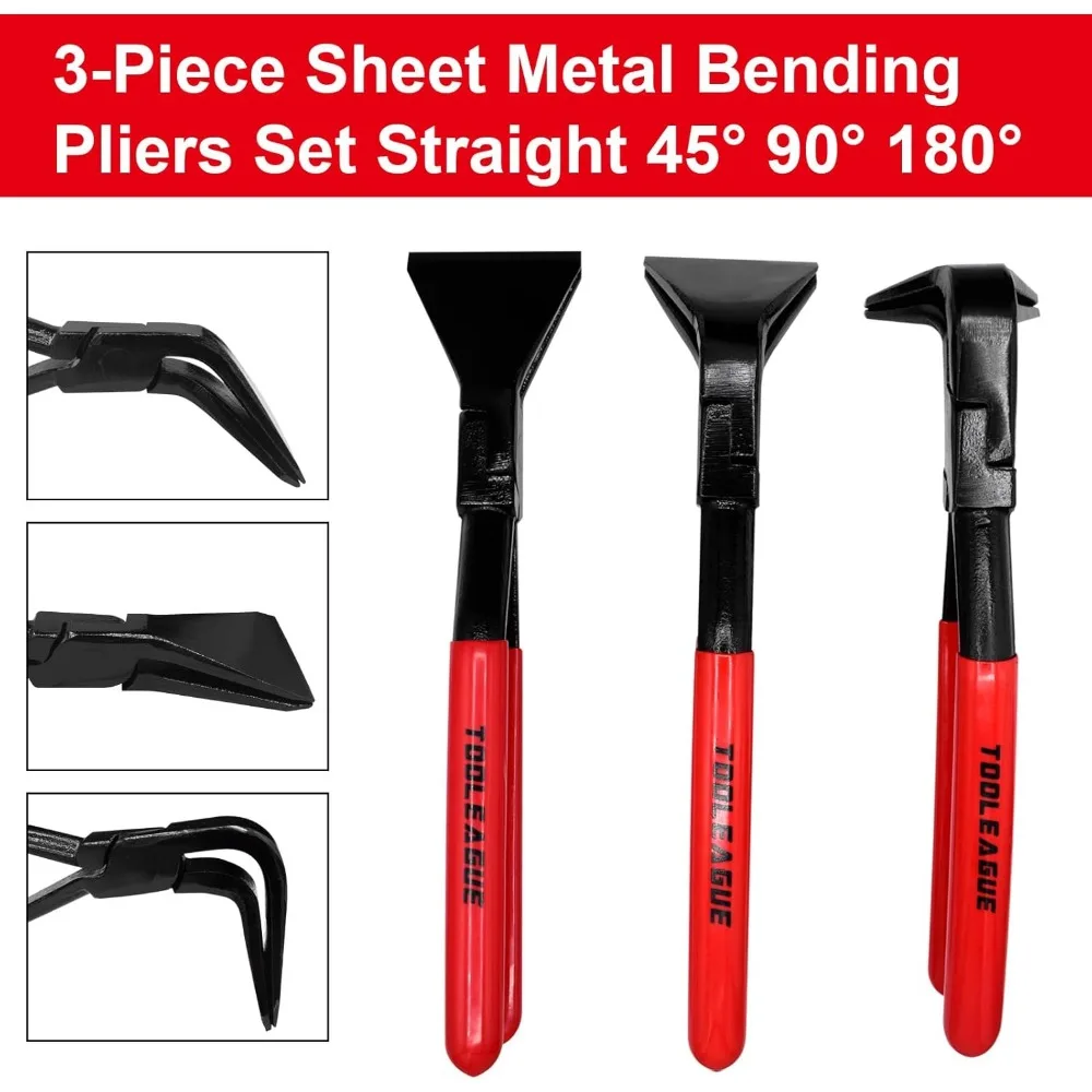 3 Pieces Hand Seamers Sheet Metal Tools,45°and 90°Sheet Metal Bending Pliers Set for Flattening Metal, Metal Bender Tool