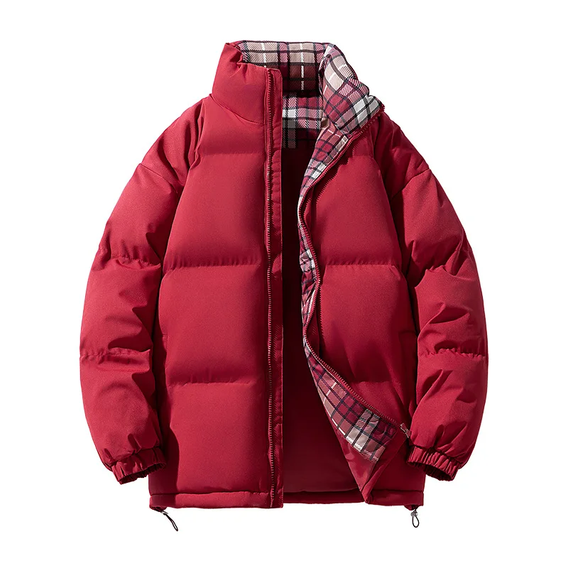 Winter New American Plaid Bread Outwear Casual Loose Trendyy Fashion Thickeneded Cotton Outwear Men's Stand Collar Jacket Men