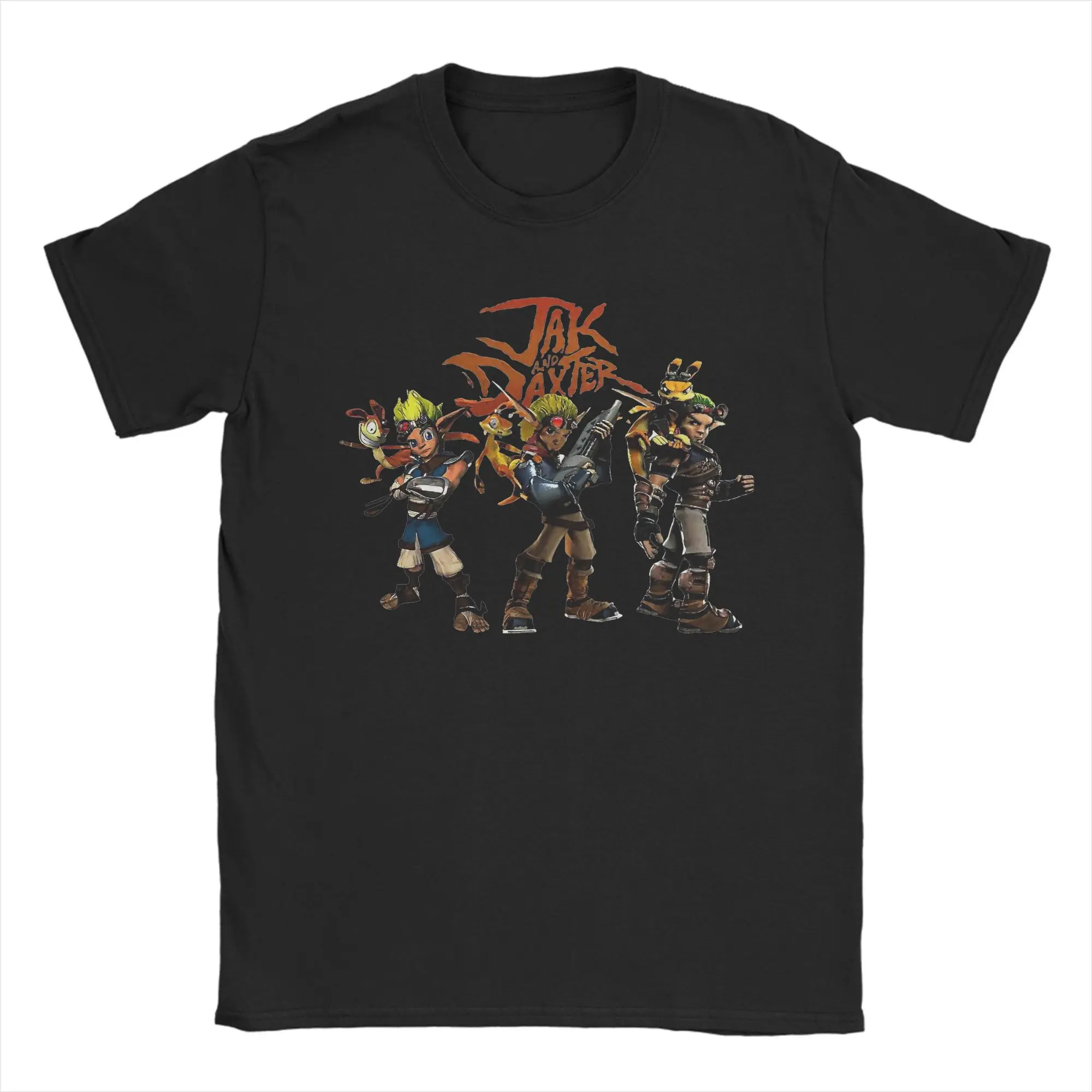 Jak and Daxter T-Shirt for Men  Funny Pure Cotton Tees Round Collar Short Sleeve T Shirt Plus Size Clothing