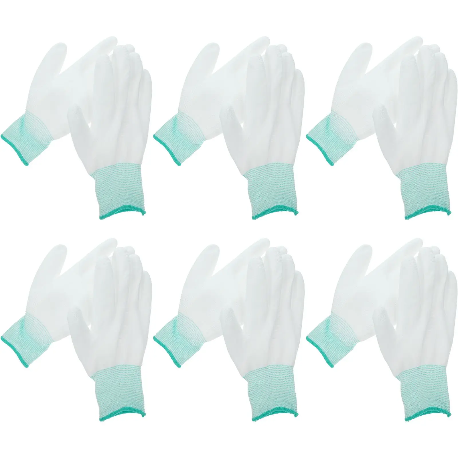 

12PCS Polyester PU Coated Finger Gloves Anti Static Protective Work Gloves for Mechanics Electricians Labor Protection