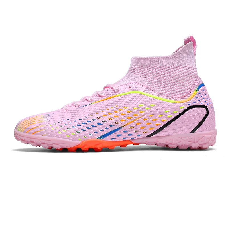 High Top Soccer Cleats Long Broken Studs Breathable Non-slip Outdoor Football Boots