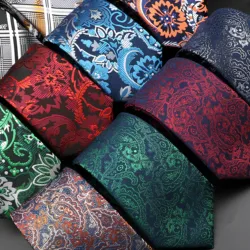 Novelty Men's Tie Floral Plaid Patten Red Blue Green Neckties Leisure Business Wedding Suit Daily Wear Cravat Wedding Party Gift
