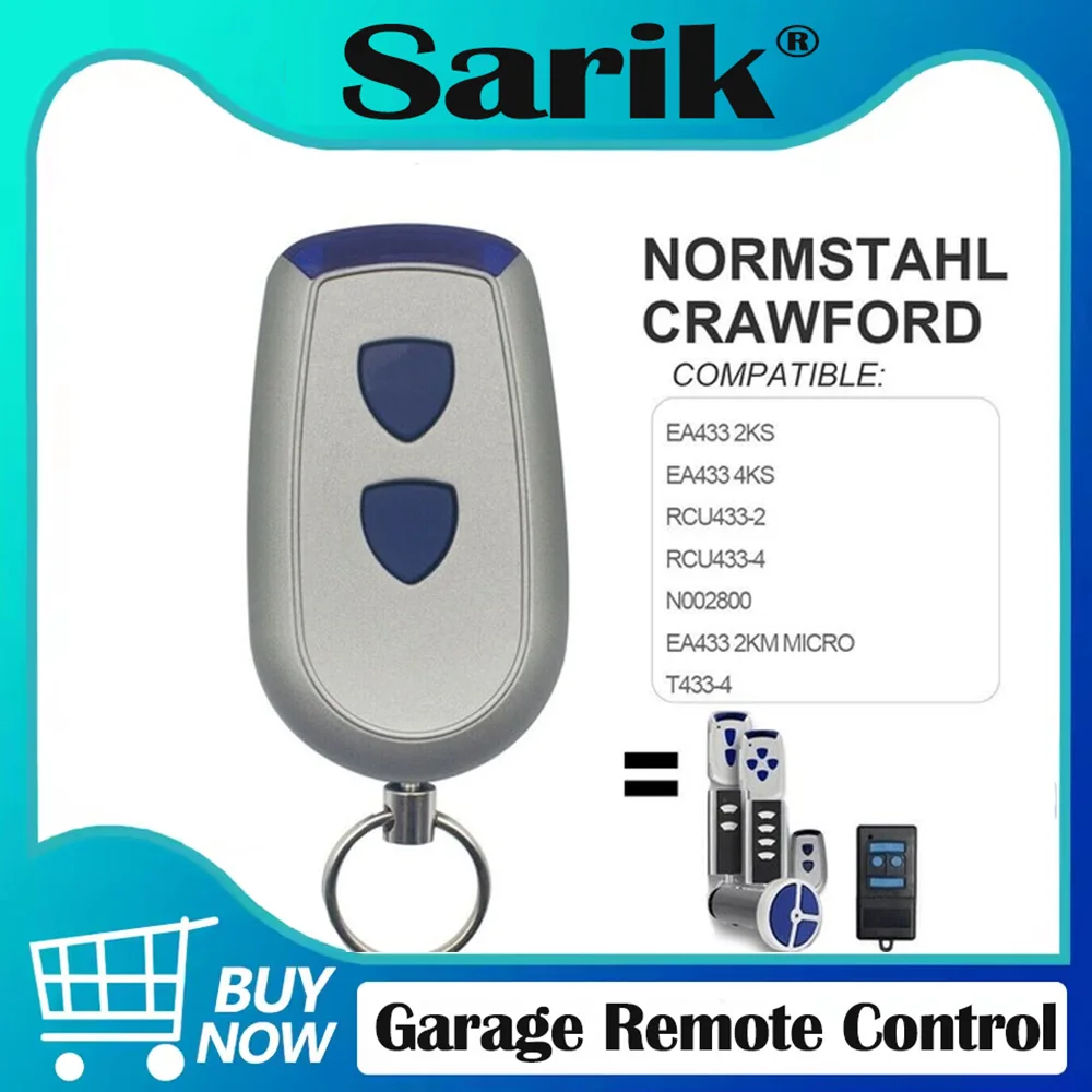 

433.92MHz Rolling Code Normstahl Crawford Standard Steel EA433 2KS 4KS RCU N002800 Garage Door Remote Control