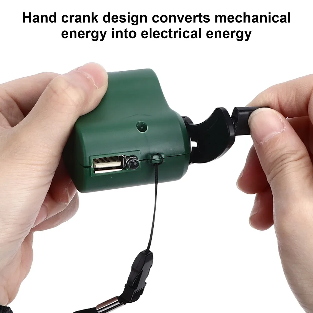 Compact Handheld Hand Crank Generator Manual Generation Carrying Strap Emergency Charger ABS Green Manual Hand Crank Generator