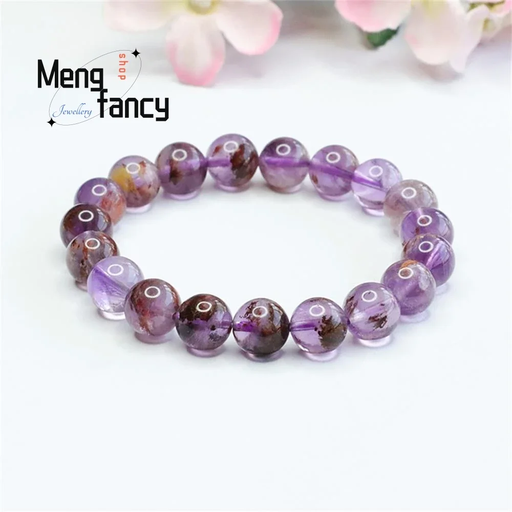 

Natural Amethyst Titanium Energy Crystal Bracelet Simple Elegant High-grade Couple Luxury Quality Jewelry Fashion Holiday Gifts