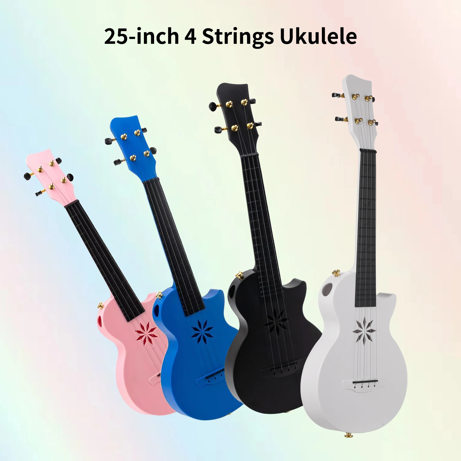 

25-inch Ukulele 4 Strings Carbon Fibre Ukulele Portable Uke with Carrying Bag Professional Stringed Instrument for Adults