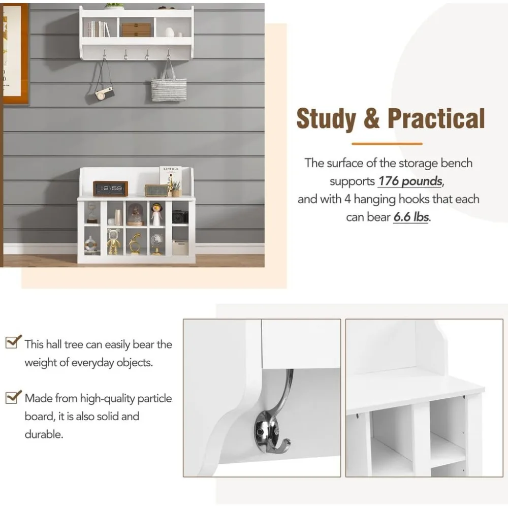 Regulowana, ścienna szafka na buty z haczykami do organizacji przedpokoju i garderoby, w kolorze białym.