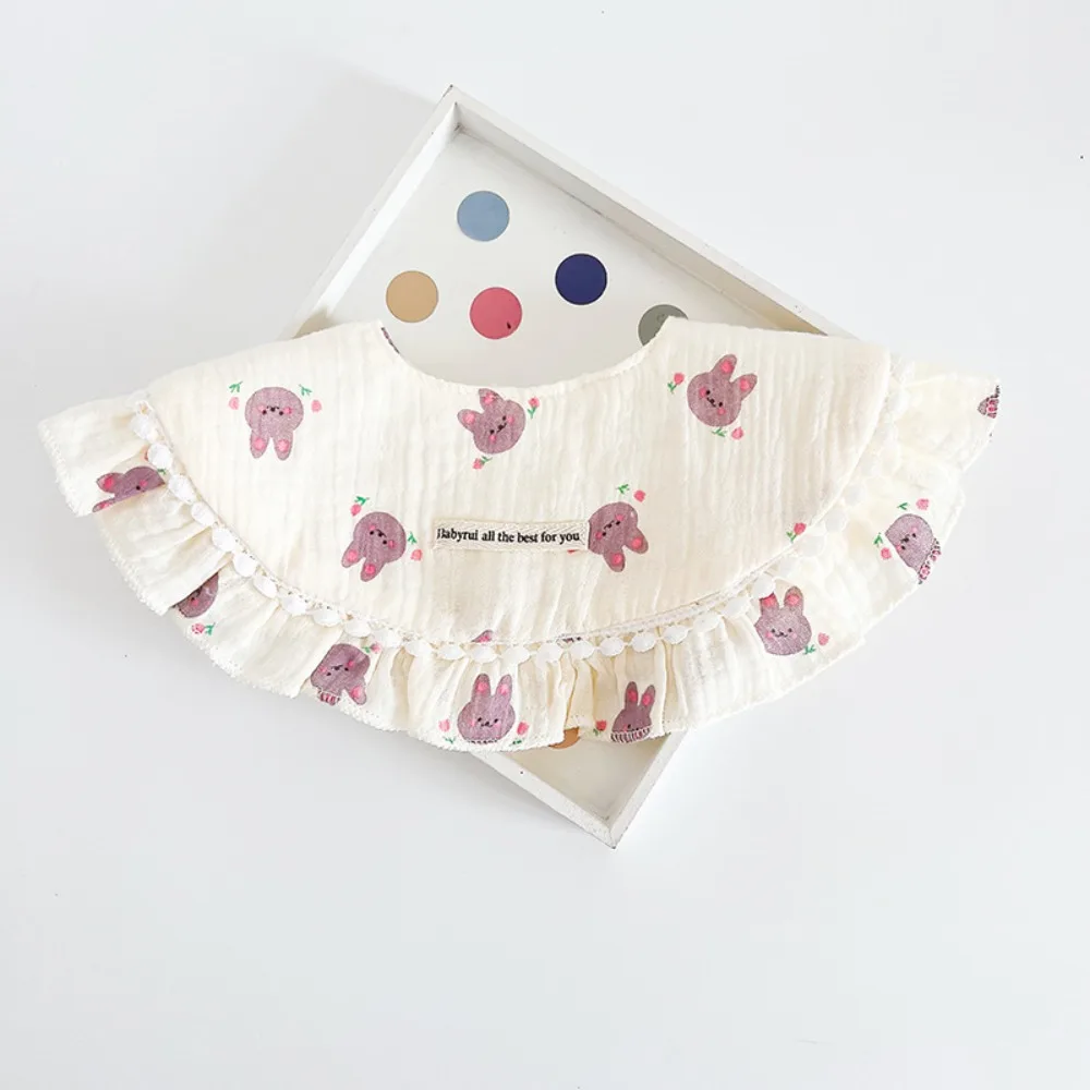 

Cute Feeding Baby Cotton Bibs Princess Round Neck Baby Drooling Bibs Korean Style INS Saliva Towel Cloths Neck Wear Accessories
