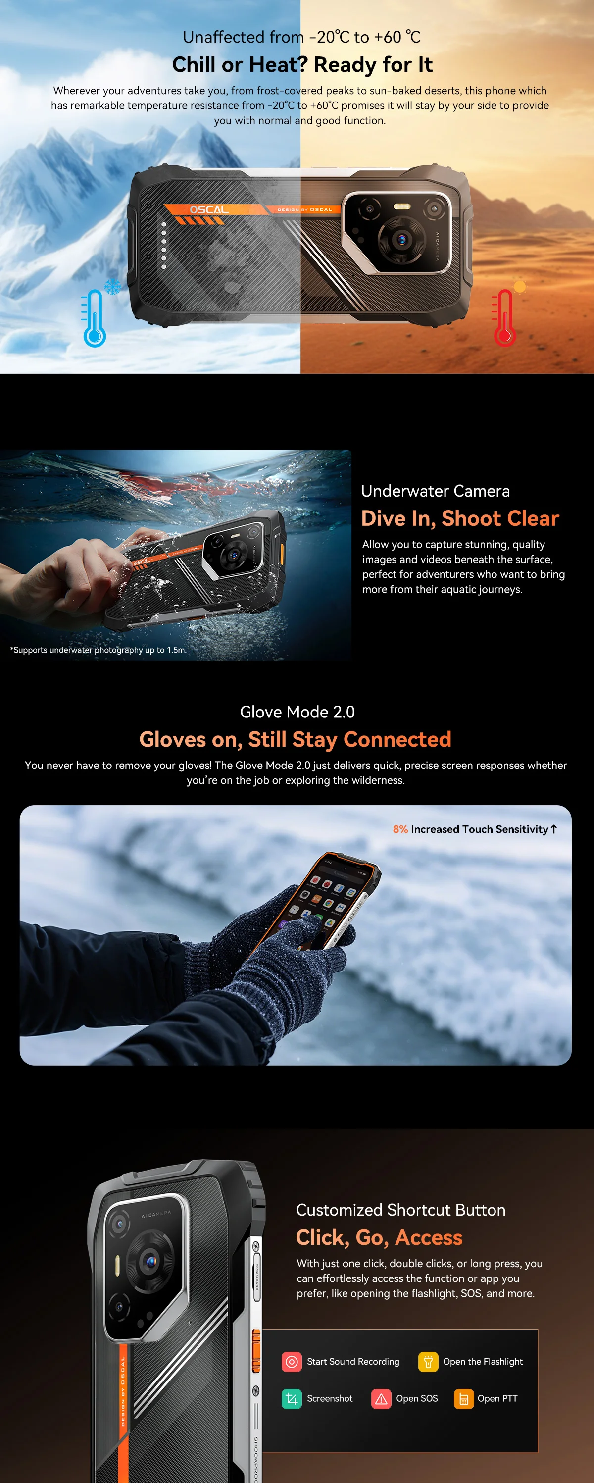 2025 Blackview OSCAL PILOT 3 Rugged Phone MTK 6300 12GB+256GB Telephone Portable 6.78" FHD+2.4K Display 120H Smartphone Android