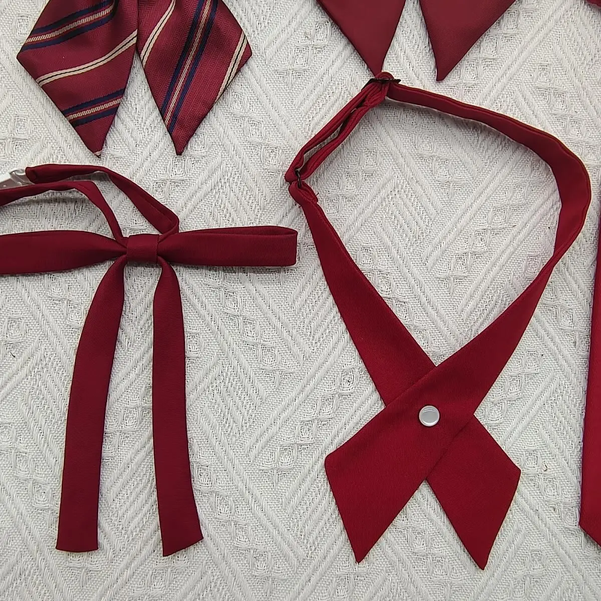 Corbata larga de rayas sólidas o rojas para mujer, corbata de lazo para niña, Gargantilla para estudiantes japoneses coreanos, uniformes escolares JK, ropa para el cuello