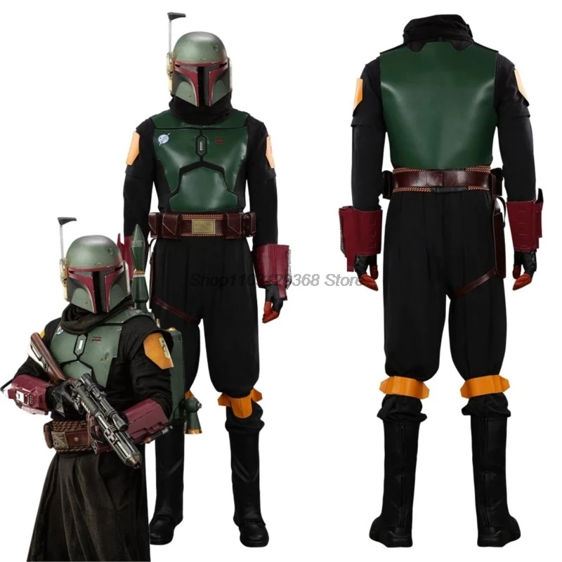 

Boba Fett Cosplay Fantasia Costume Disguise For Men Adult Top Pants Vest Halloween Carnival May the Force Festival Roleplay Suit