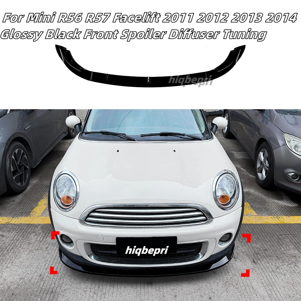 Car Front Bumper Splitter Lip For Mini R56 R57 Facelift 2011 2012 2013 2014 ABS Glossy Black Retrofit Spoiler Diffuser