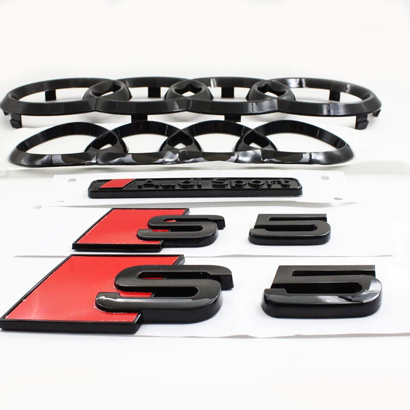 Emblema de Grade Dianteira de Carro 273mm 192mm e Adesivos Traseiros para Porta-Malas para Audi S5 2010-2019, Adesivos S5, Acessórios de Decoração Audi Sport