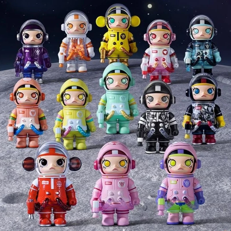 Pop Mart Blind Box pour enfants, Spacemolly100 % Collection Series, Mystery Box Worker, Ornement, Cadeau de Noël, Action Figure Toys