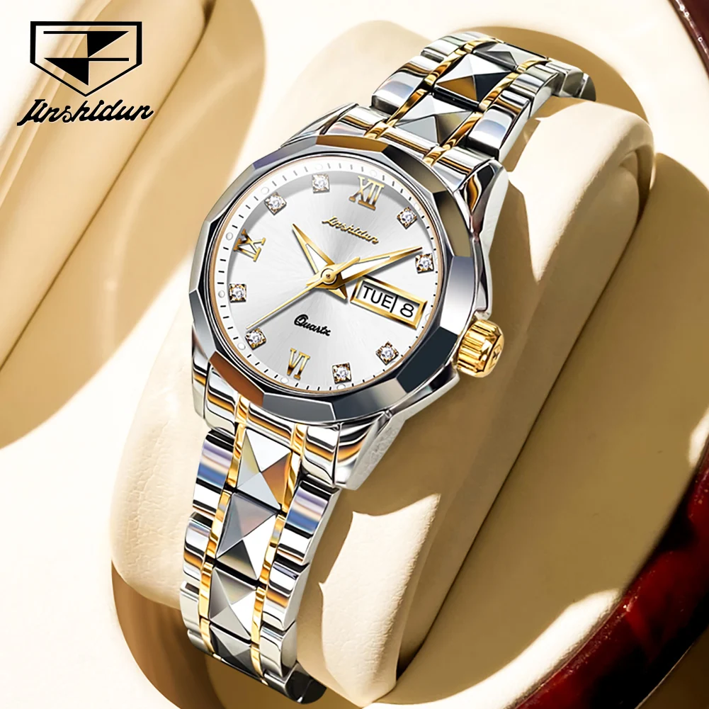 JSDUN 8813 Women Watch Elegant Mechanical Watch Tungsten Steel Waterproof Week Date Ladies Watch High Quality Luxury Original