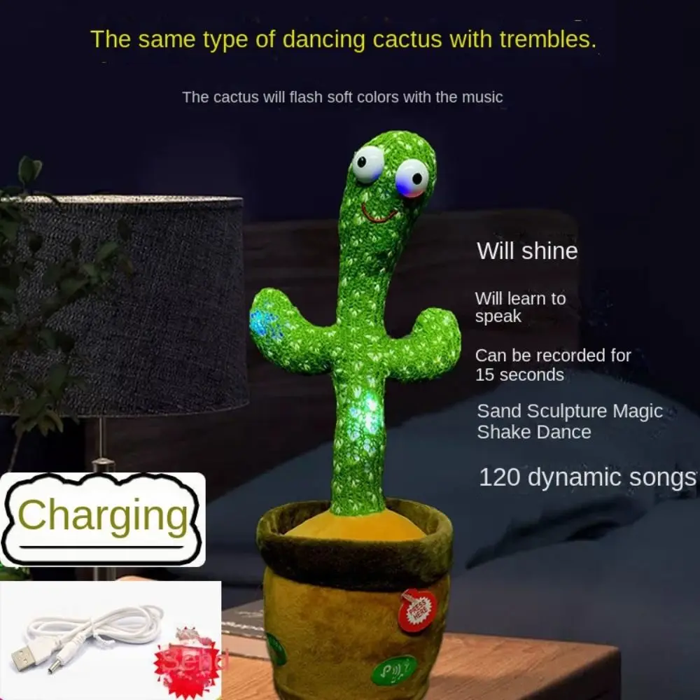 Dancing Cactus Electronic Dancer Cactus English Version Record Electronic Dancer Toy Talking Lighten Dancing Plush Toys Children