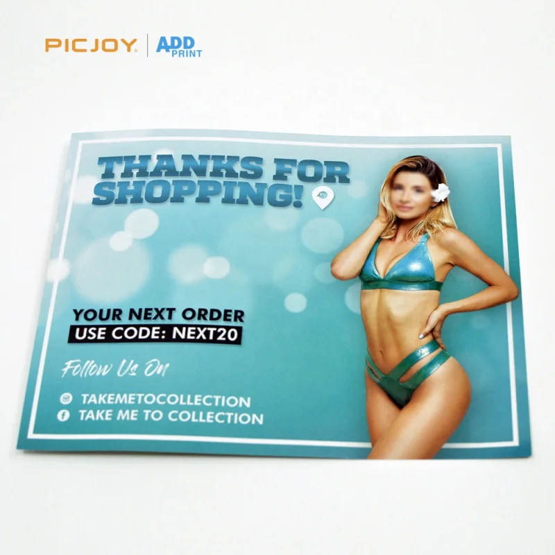 50 0.Zhang.Custom.Fancy cheap stylish double sided designed shopping thank you card in high quality massive printing flyers