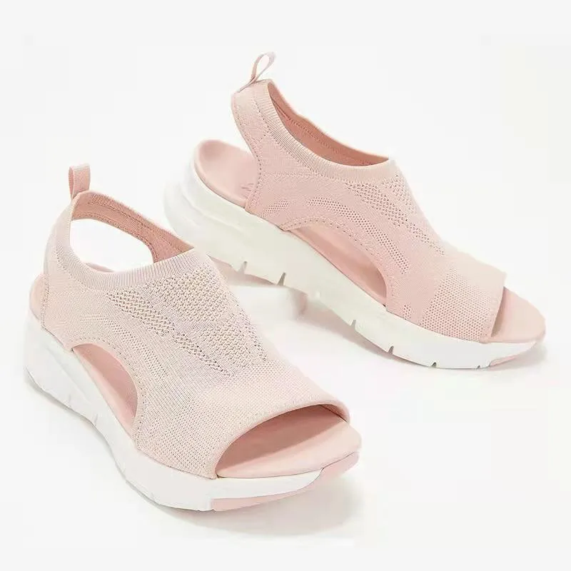 

Fashion Women New Sandals Summer Platform Beach Slippers Women Breathable Mesh Flat Shoes Women fish mouth sandals Large size