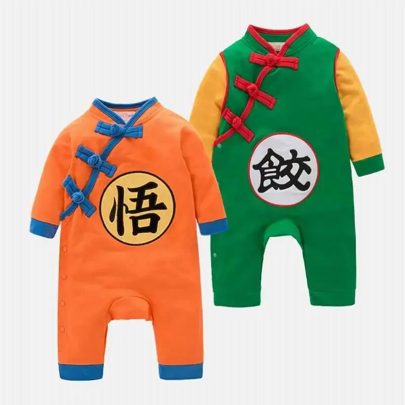 New Spring Autumn Toddler Boy Jumpsuit Chinese Style Collar Long Sleeve Romper Infant Newborn Outgoing Crawling Clothing E12391