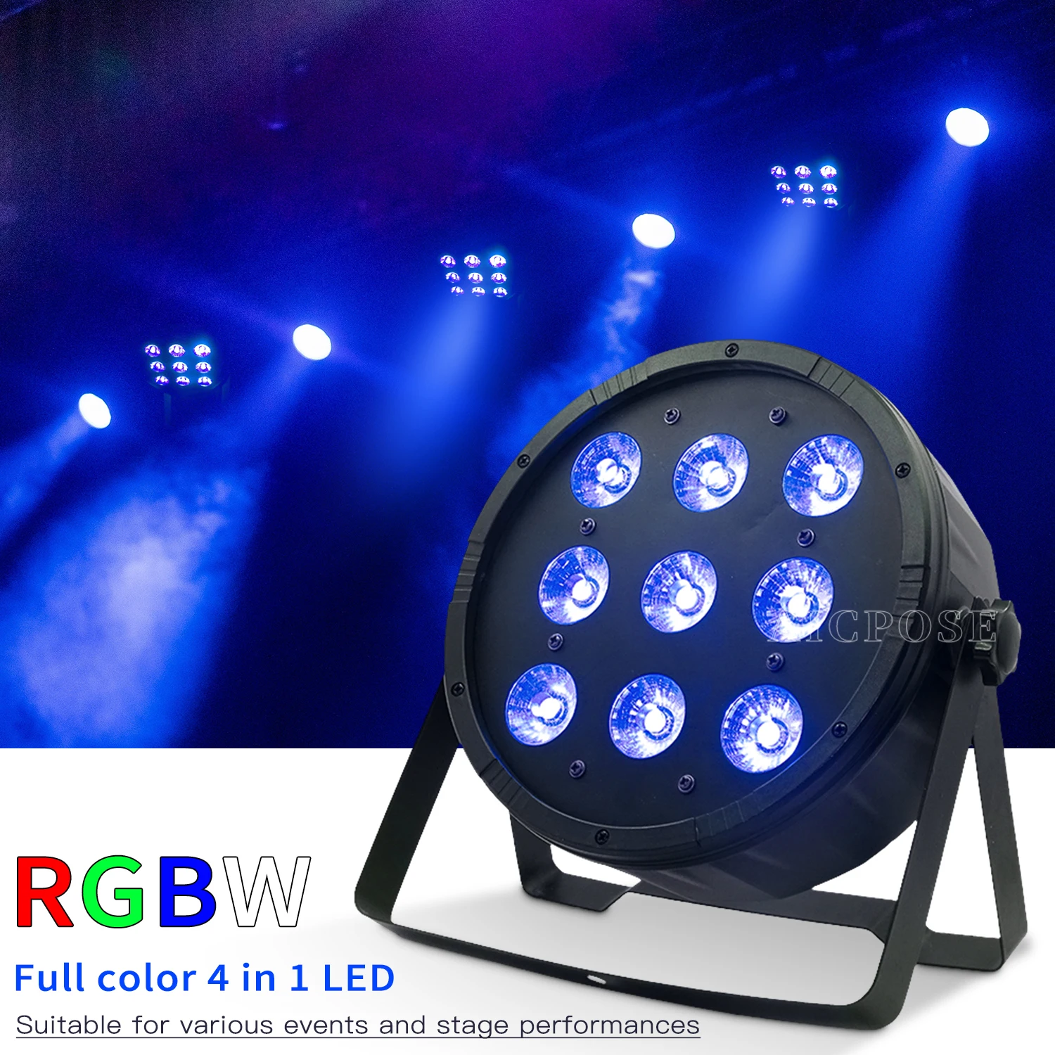 9X12W RGBW 4 in 1 LED Par Light DMX Control Stage Plane Dye Light for DJ Disco Family Birthday Party Wedding Lighting