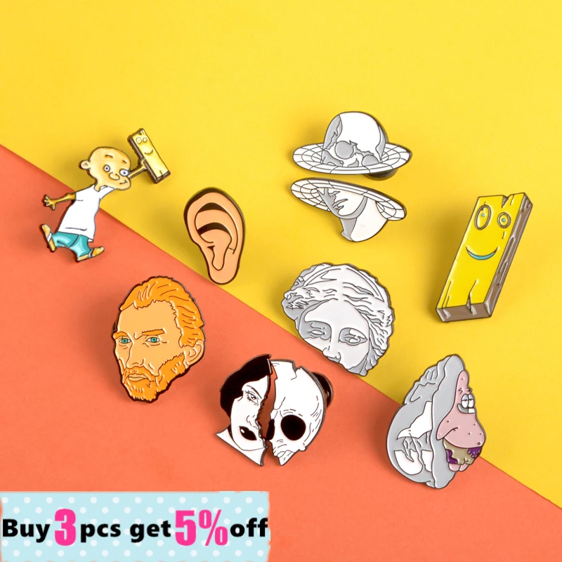 بالجملة دبوس المينا فان جوخ بلانك Ed Edd Eddy الشرير النساء دبابيس الوجه نجم البحر النحت التلبيب دبابيس مجوهرات هدية لصديق