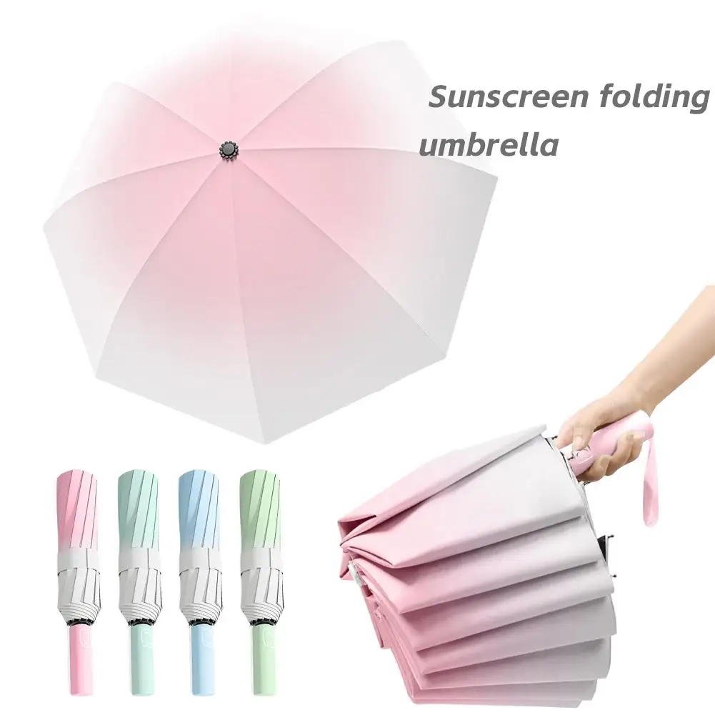 Gradient Color Sunscreen Folding Umbrella Fully Automatic Of Umbrella Sun Use UV Protection Gift Girls Dual Rain G7H9