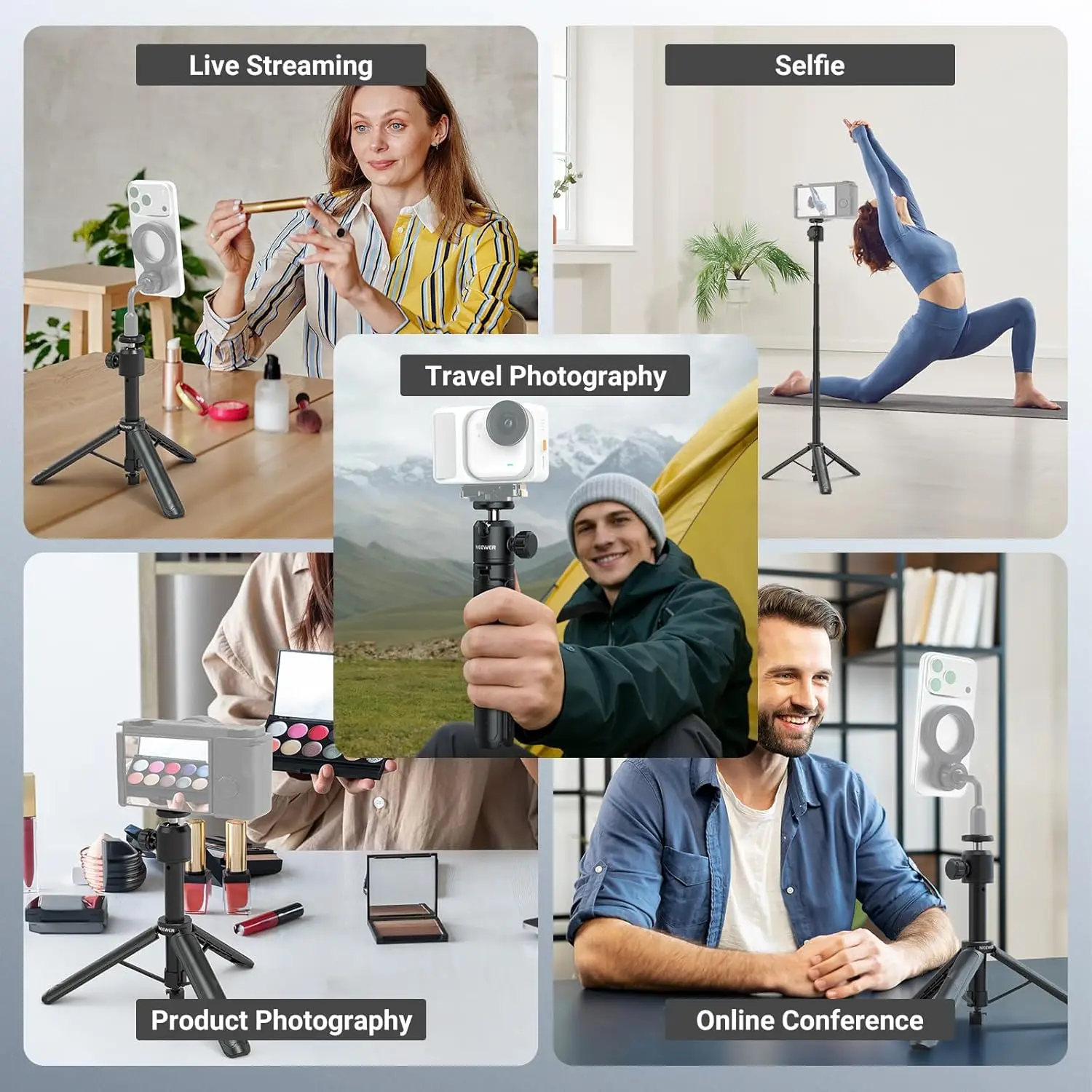 NEEWER Ausziehbarer Selfie-Stick-Stativ, Metallständer-Handgriff für Canon G7X Mark III Sony ZV-1 RX100 VII A6400 A6600 Nikon – Detail 7