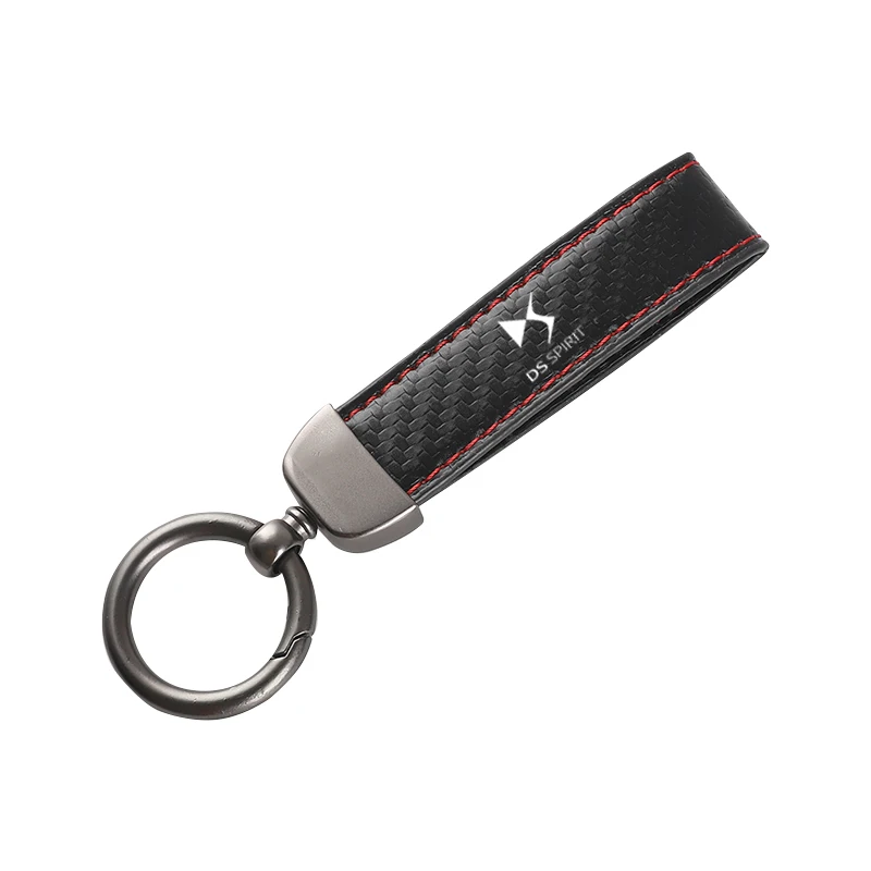 Leather Carbon Fiber Car Rings Keychain Zinc Alloy Keyrings For DS DS3 DS4 DS4S DS5 5LS DS6 DS7 SPIRIT car accessories