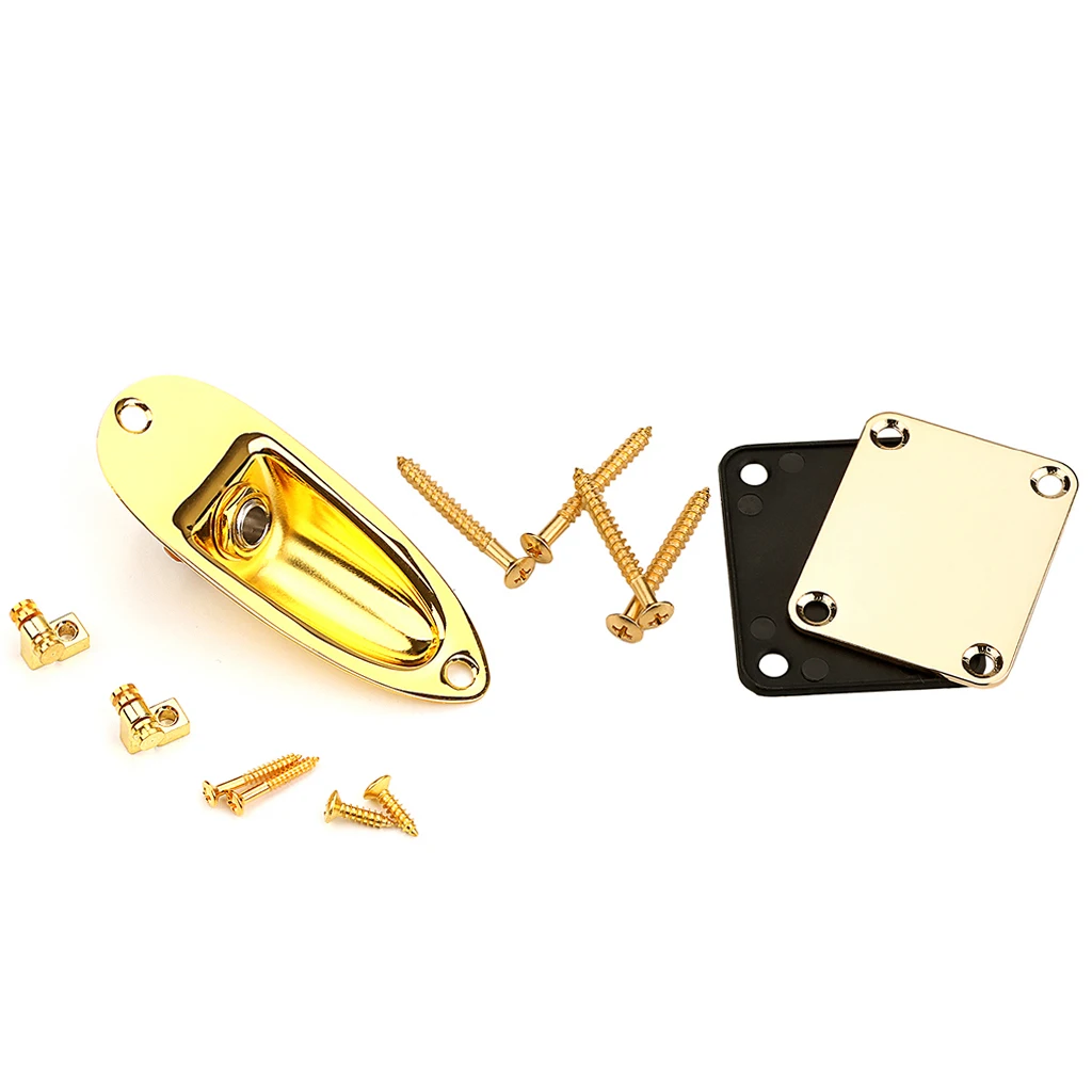 Electric Guitar Neck Plate String Tree Guide Retainer 1/4 Inch Input Jack Socket Plate for Strat / Tele Style Guitar Part