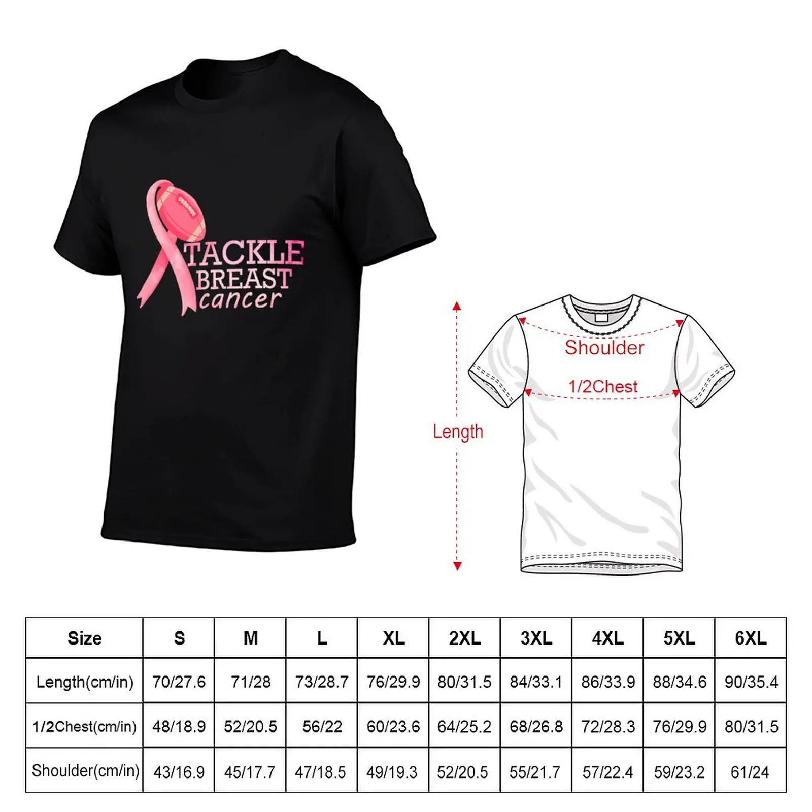 Tackle Breast Cancer Awareness Pink Ribbon Football T-Shirt shirts graphic tees summer clothes plus size tops t shirts for men