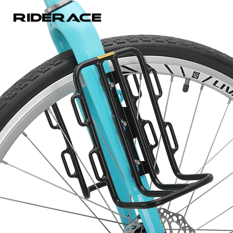 RIDERACE Fahrrad-Gabeltasche PVC 8L Tragbare Wasserdichte Aluminium-Legierung Fahrrad-Vorderradträger Gepäckträger Fahrrad-Aufbewahrungstasche