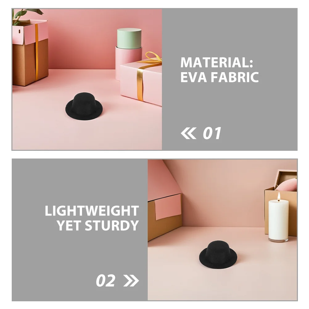 20 قطعة قبعة صغيرة سوداء ورأى مصغرة القبعات الرسمية ل ثلج صغير الحرف زينة الحفلات الحلي اكسسوارات 4.5 سنتيمتر